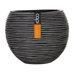 Vase bol IV Rib 29x25 noir de Capi Europe - Cache et pot décoratifs design dans Cache-pot et pot déco