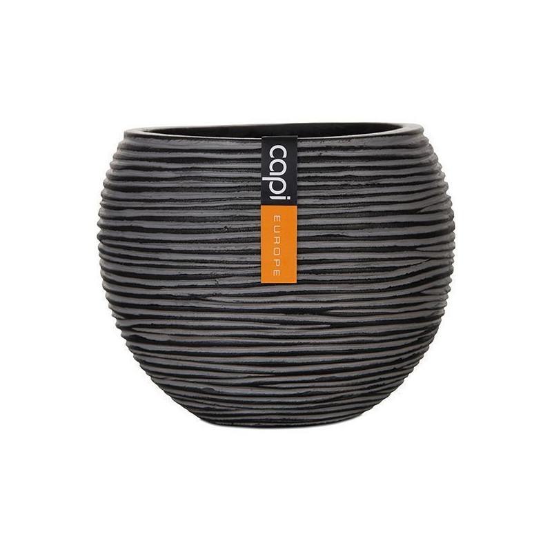 Vase bol IV Rib 29x25 noir de Capi Europe - Cache et pot décoratifs design dans Cache-pot et pot déco