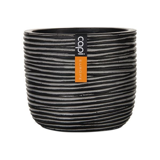 Pot oeuf strié II 10x8.5 noir de Capi Europe - Cache et pot décoratifs design dans Cache-pot et pot déco