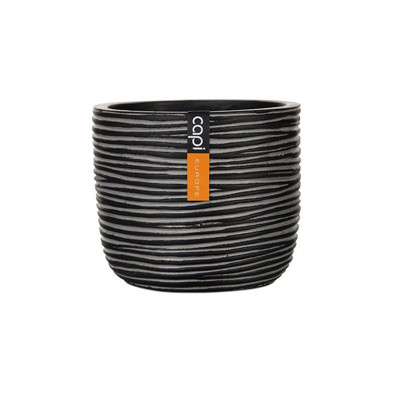 Pot oeuf strié II 10x8.5 noir de Capi Europe - Cache et pot décoratifs design dans Cache-pot et pot déco