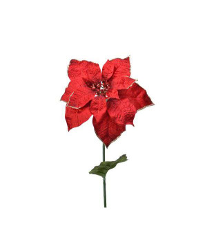 /POINSETTIA S/TIGE BORD DORE ROUGE NOEL H70 de Kaemingk - deco de la maison dans 🎄Décoration de Noël