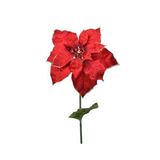 /POINSETTIA S/TIGE BORD DORE ROUGE NOEL H70 de Kaemingk - deco de la maison dans 🎄Décoration de Noël