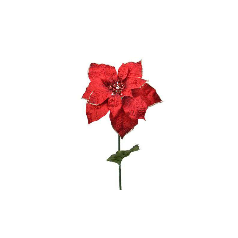 /POINSETTIA S/TIGE BORD DORE ROUGE NOEL H70 de Kaemingk - deco de la maison dans 🎄Décoration de Noël