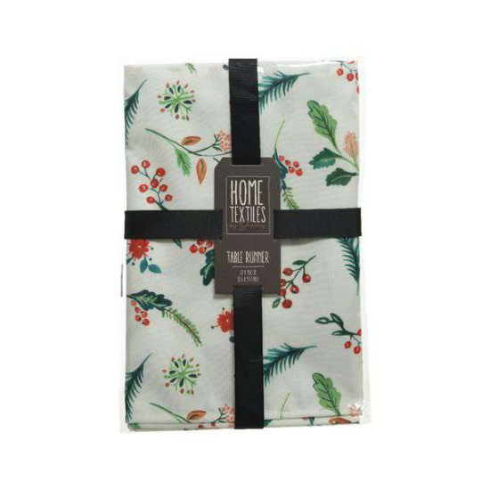 /CHEMIN DE TABLE IMPRIME FEUILLES 32X150 de Kaemingk - deco de la maison dans 🍽️Décoration de table de Noël