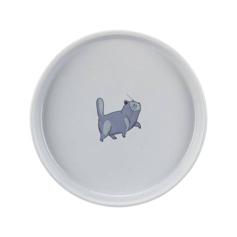 /Gamelle plate large chat céram 0.6l/23cm gris de Trixie - Produit pour animaux dans Gamelles, distributeurs et fontaines pou...