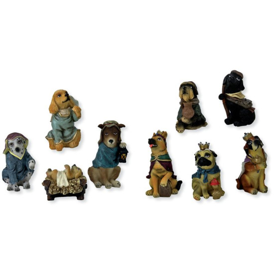 FIGURINES CHIEN X9 12CM de Dekoproject - Décoration de Noël en résine dans ⛲Santons de Provence