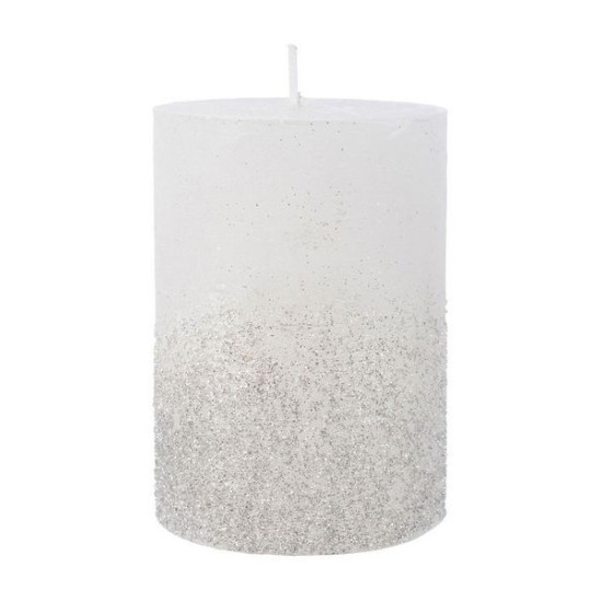 BOUGIE PAILLETTES BLANC HIVER H10 de Kaemingk - deco de la maison dans 🎄Décoration de Noël