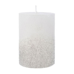 BOUGIE PAILLETTES BLANC HIVER H10 de Kaemingk - deco de la maison dans 🎄Décoration de Noël