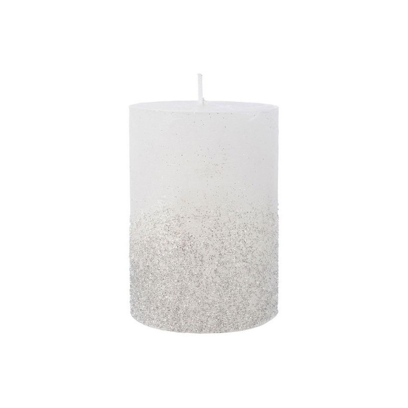 BOUGIE PAILLETTES BLANC HIVER H10 de Kaemingk - deco de la maison dans 🎄Décoration de Noël