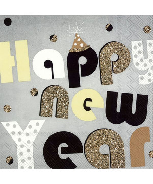SERVIETTE LUNCH PARTY YEAR GREY de Home and table dans 🍽️Décoration de table de Noël