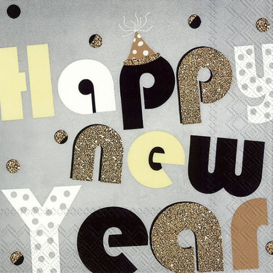 SERVIETTE LUNCH PARTY YEAR GREY de Home and table dans 🍽️Décoration de table de Noël