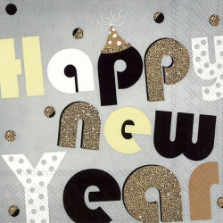 SERVIETTE LUNCH PARTY YEAR GREY de Home and table dans 🍽️Décoration de table de Noël