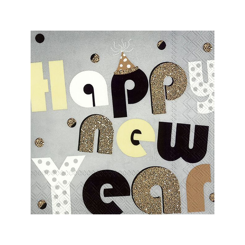 SERVIETTE LUNCH PARTY YEAR GREY de Home and table dans 🍽️Décoration de table de Noël
