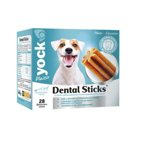 DENTAL STICKS PETITES RACES X28 0.44kg YOCK de Croquettes YOCK pas cher dans Friandises pour chiens
