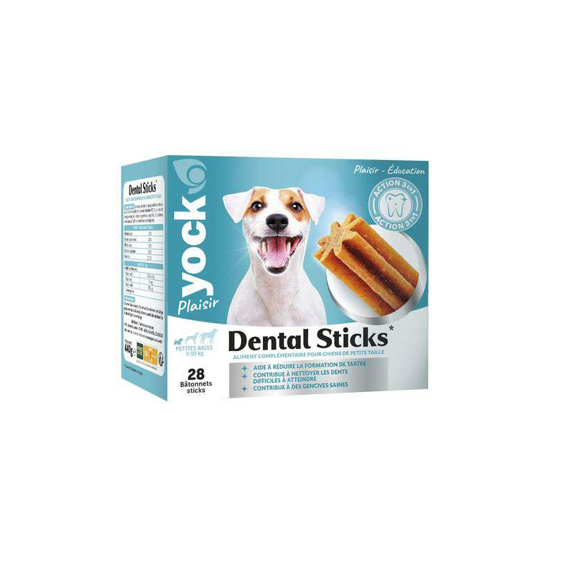 DENTAL STICKS PETITES RACES X28 0.44kg YOCK de Croquettes YOCK pas cher dans Friandises pour chiens