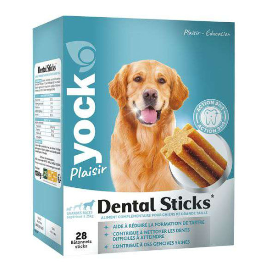 DENTAL STICKS GRANDES RACES X28 1.08kg YOCK de Croquettes YOCK pas cher dans Friandises pour chiens