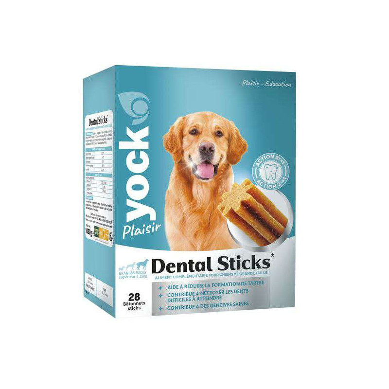 DENTAL STICKS GRANDES RACES X28 1.08kg YOCK de Croquettes YOCK pas cher dans Friandises pour chiens