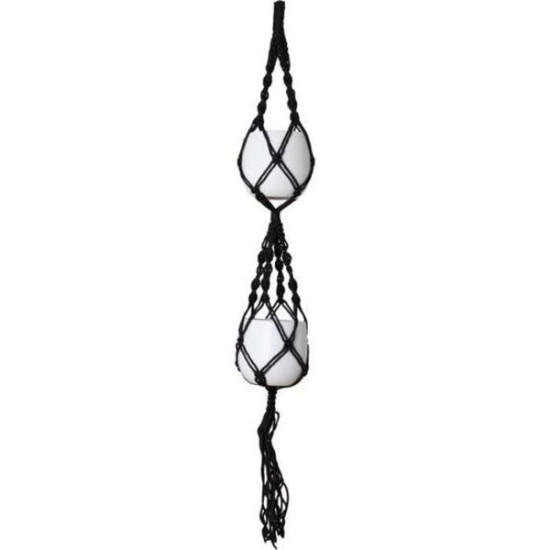 Macramé Double Noeud Spiral Noir 120 Cm de Artevasi - Vases et jardinières Déco dans Cache-pot et pot déco