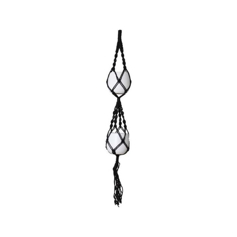 Macramé Double Noeud Spiral Noir 120 Cm de Artevasi - Vases et jardinières Déco dans Cache-pot et pot déco