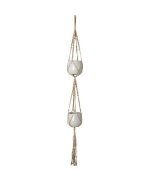 Macramé Double Noeud Carré Naturel 120 Cm de Artevasi - Vases et jardinières Déco dans Cache-pot et pot déco