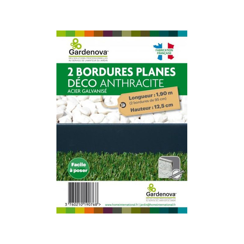 2 X BORDURES PLANES DECO EN ACIER ANTHRACITE de Gardenova - Solutions pour le jardin dans Bordure de jardin