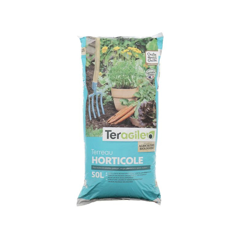 Terreau Horticole BIO 50L - Nutriments Naturels pour Plantes en Pot et Jardin de Teragile - produits pour le jardin dans Terr...