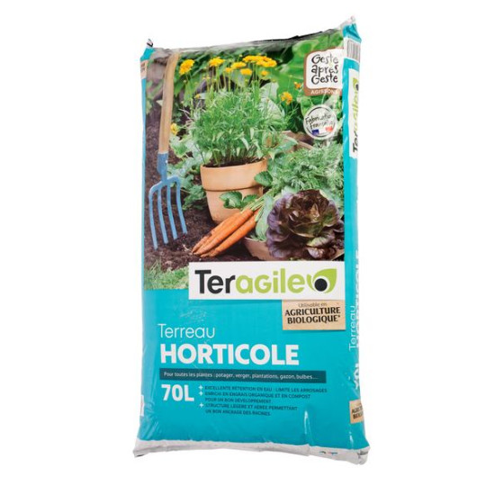 Terreau Horticole BIO 70L - Nutriments Naturels pour Plantes et Jardins de Teragile - produits pour le jardin dans Terreaux G...