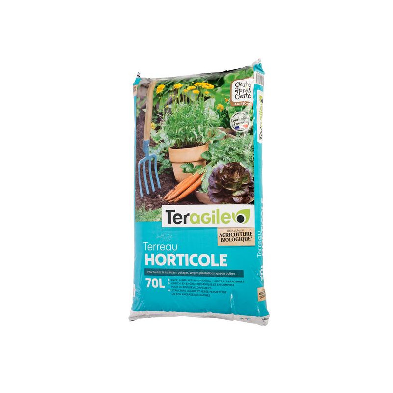 Terreau Horticole BIO 70L - Nutriments Naturels pour Plantes et Jardins de Teragile - produits pour le jardin dans Terreaux G...