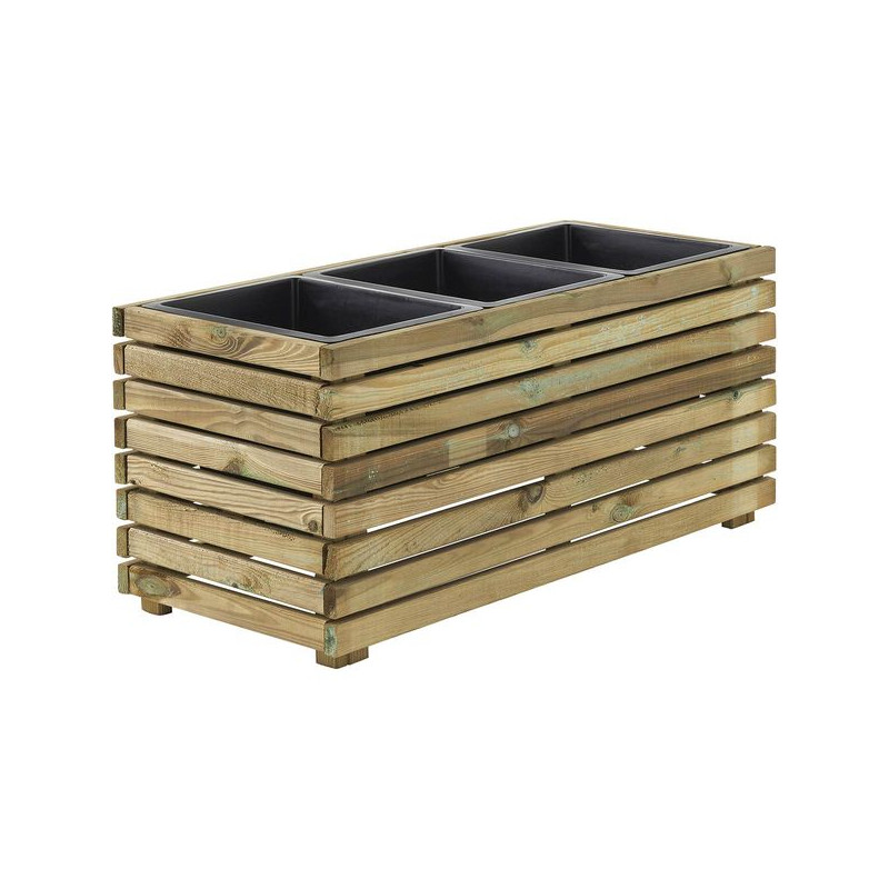 Bac 3 pots HORIZON de Forest Style - produits en bois pour le jardin dans Pots en bois