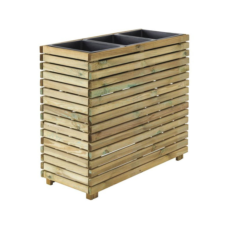 Bac 3 pots Haut HORIZON de Forest Style - produits en bois pour le jardin dans Pots en bois
