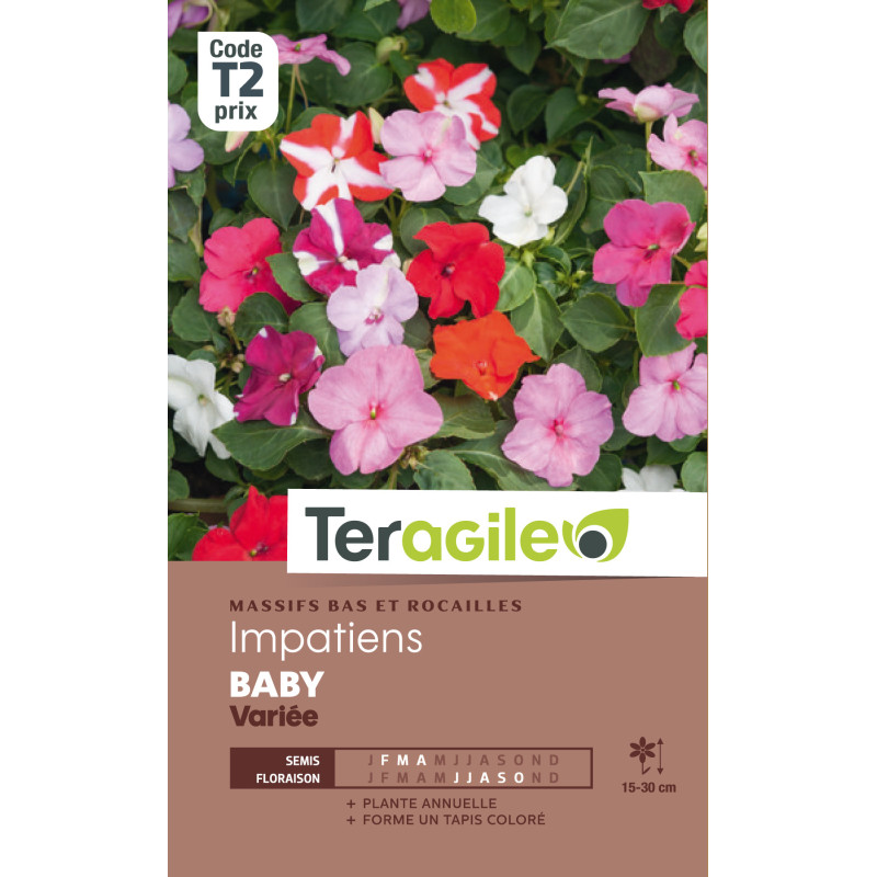 Impatiens baby variee 0.20 g de Teragile - produits pour le jardin dans Graines de fleurs en I