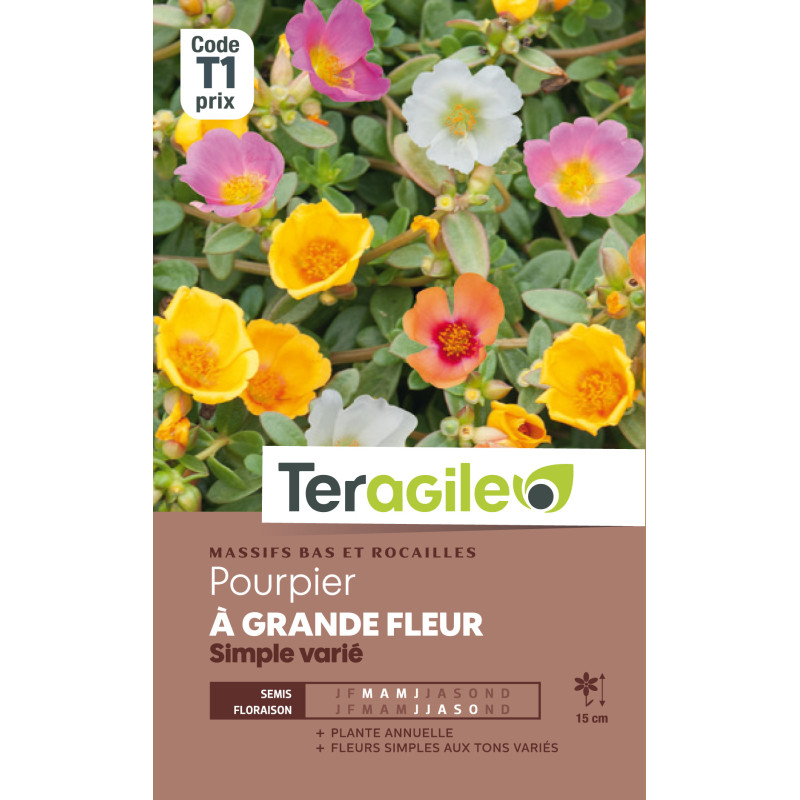 Pourpier a grande fleur simple varie 0.70 g de Teragile - produits pour le jardin dans Graines de fleurs en P