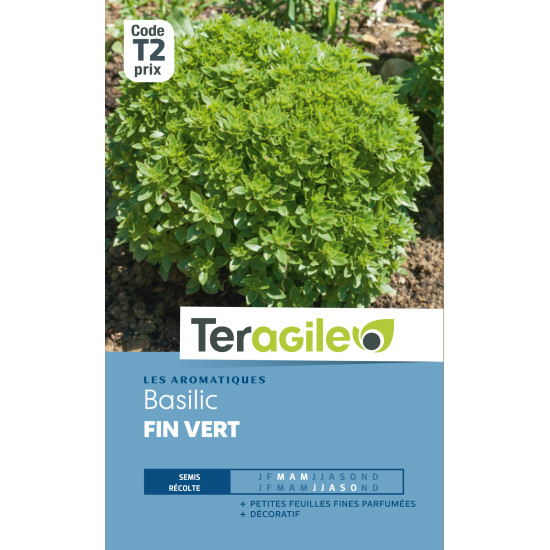 Basilic fin vert 2.00 g de Teragile - produits pour le jardin dans Graines de Basilic