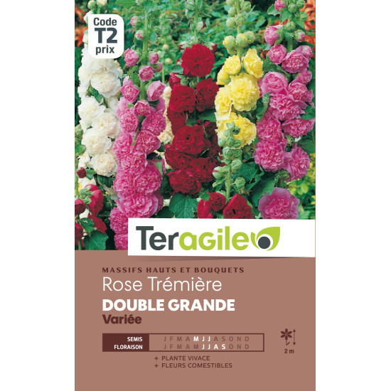 Rose tremiere double grande variee 2.00 g de Teragile - produits pour le jardin dans Graines de fleurs en R
