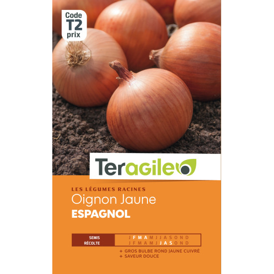 Oignon jaune espagnol t2 teragile de Teragile - produits pour le jardin dans Oignon - Ail - echalote à semer