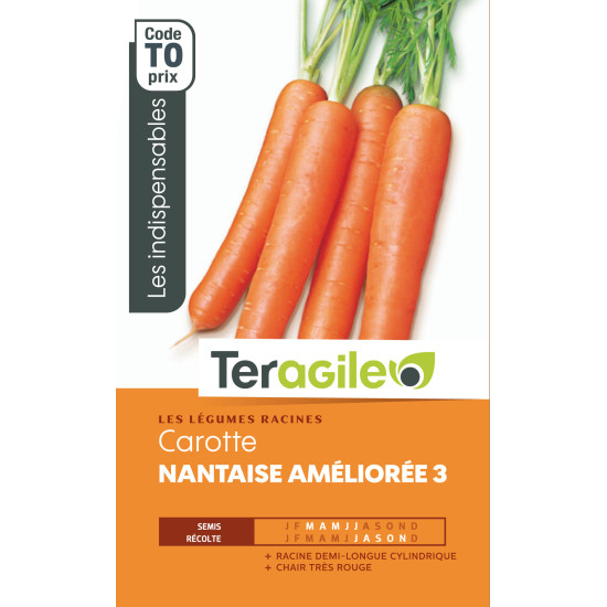Carotte nantaise amelioree 3 t0 teragile de Teragile - produits pour le jardin dans Graines de Carotte