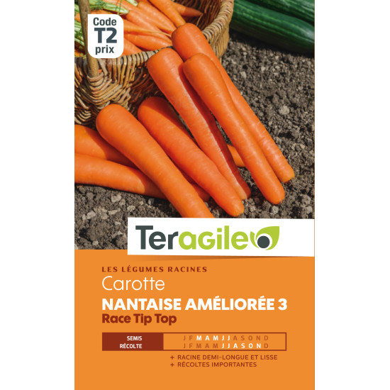 Carotte nantaise amelioree 3 race tip top 6.00 g de Teragile - produits pour le jardin dans Graines de Carotte