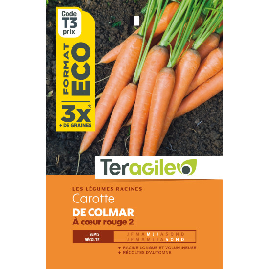 Carotte de colmar a coeur rouge 2 18.00 g de Teragile - produits pour le jardin dans Graines de Carotte