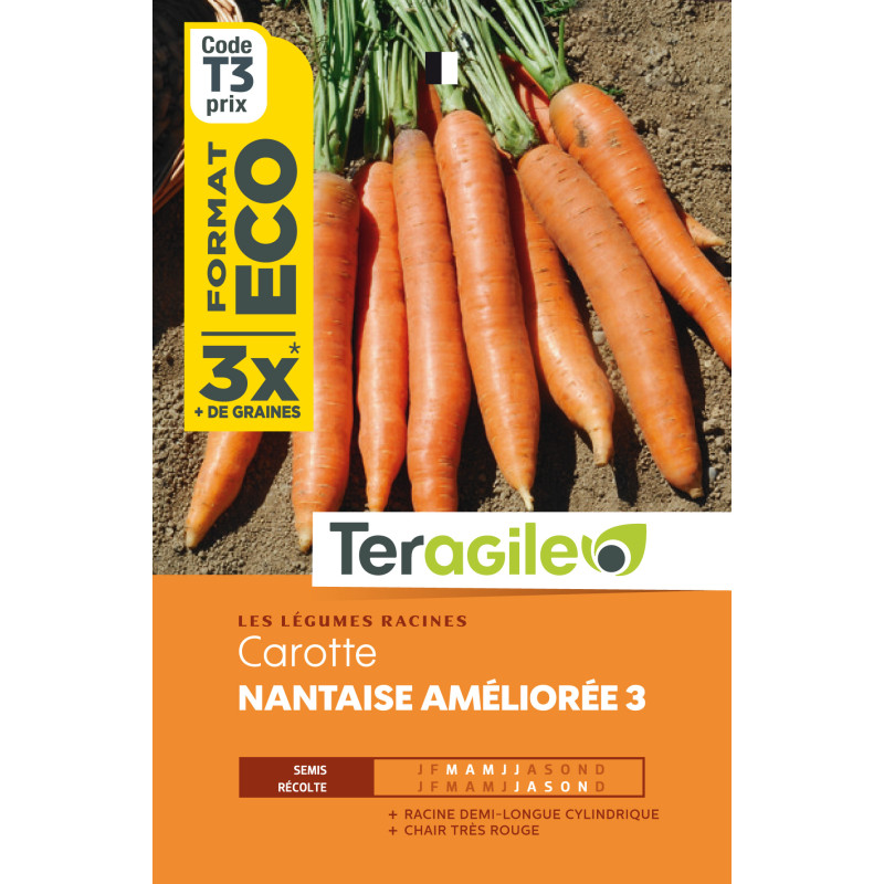 Carotte nantaise amelioree 3 18.00 g de Teragile - produits pour le jardin dans Graines de Carotte