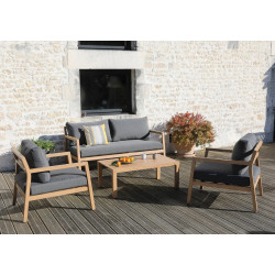 /Salon De Jardin Nebraska - Oak de Proloisirs - Océo - table et fauteuil et mobilier de jardin dans 🛋️ Salon de jardin