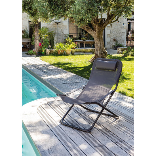 CHAISE PLIANTE RELAX EASY- GRAPHITE/GRIS de Proloisirs - Océo - table et fauteuil et mobilier de jardin dans 🪑 Chaise pour l'...