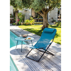 CHAISE PLIANTE RELAX EASY - GRAPHITE/BLEU de Proloisirs - Océo - table et fauteuil et mobilier de jardin dans 🪑 Chaise pour l...