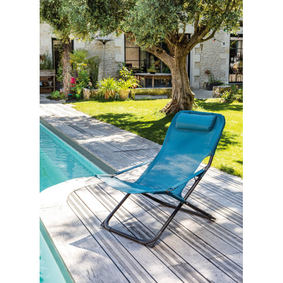 CHAISE PLIANTE RELAX EASY - GRAPHITE/BLEU de Proloisirs - Océo - table et fauteuil et mobilier de jardin dans 🪑 Chaise pour l...