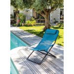CHAISE PLIANTE RELAX EASY - GRAPHITE/BLEU de Proloisirs - Océo - table et fauteuil et mobilier de jardin dans 🪑 Chaise pour l...