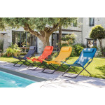 CHAISE PLIANTE RELAX EASY - GRAPHITE/BLEU de Proloisirs - Océo - table et fauteuil et mobilier de jardin dans 🪑 Chaise pour l...