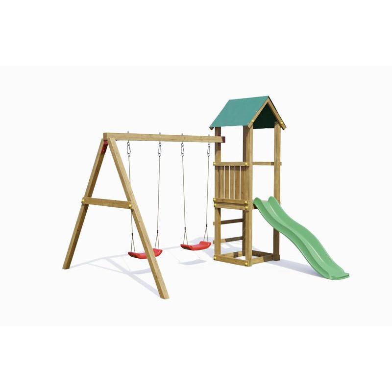 PORTIQUE LUCAS Balançoire Double et toboggan de Fungoo dans Portiques & balançoire
