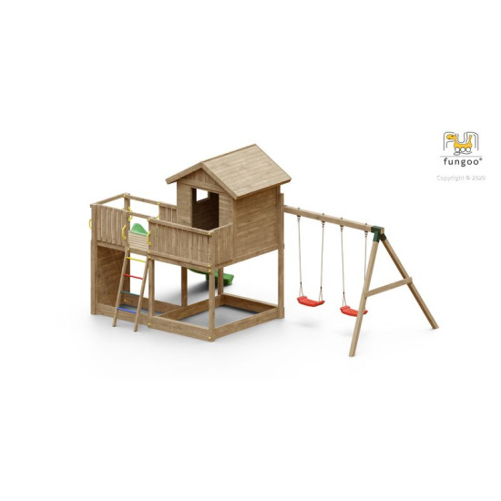 PORTIQUE GALAXY L Balançoire Double toboggan de Fungoo dans Portiques & balançoire