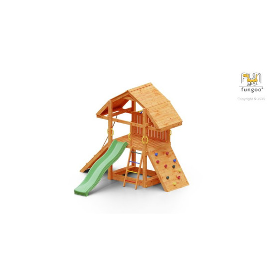 AIRE DE JEU BUFFALO toboggan de Fungoo dans Cabane en bois