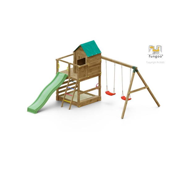 PORTIQUE JARCAS Balançoire Double toboggan de Fungoo dans Portiques & balançoire
