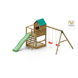 PORTIQUE JARCAS Balançoire Double toboggan de Fungoo dans Portiques & balançoire
